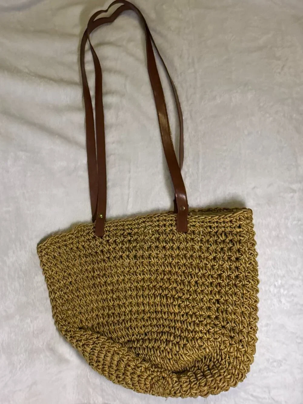 Straw Knit Shoulder Tote Bag